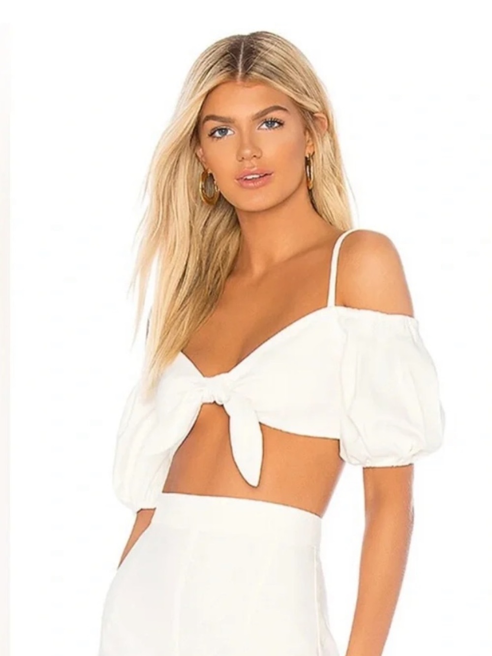NWT Nookie White Tie-Front Puff Sleeve Camisole